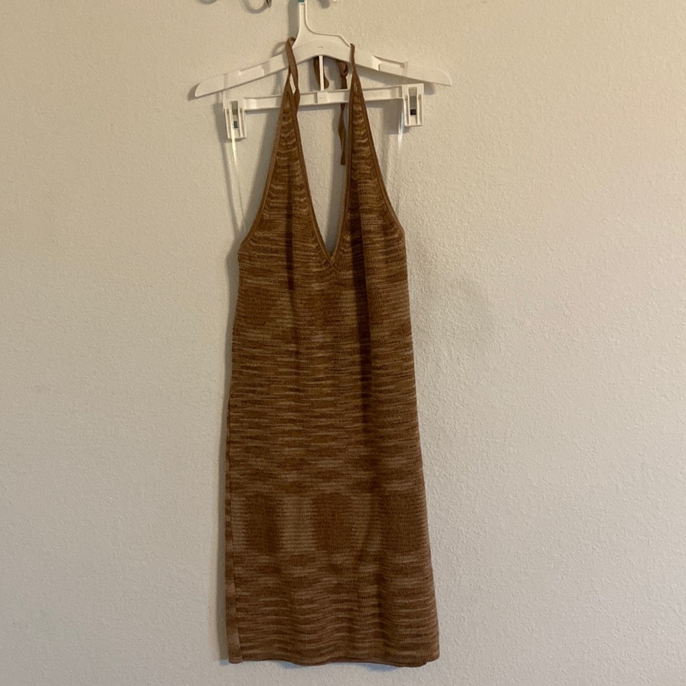 Brown open back target dress. Never worn